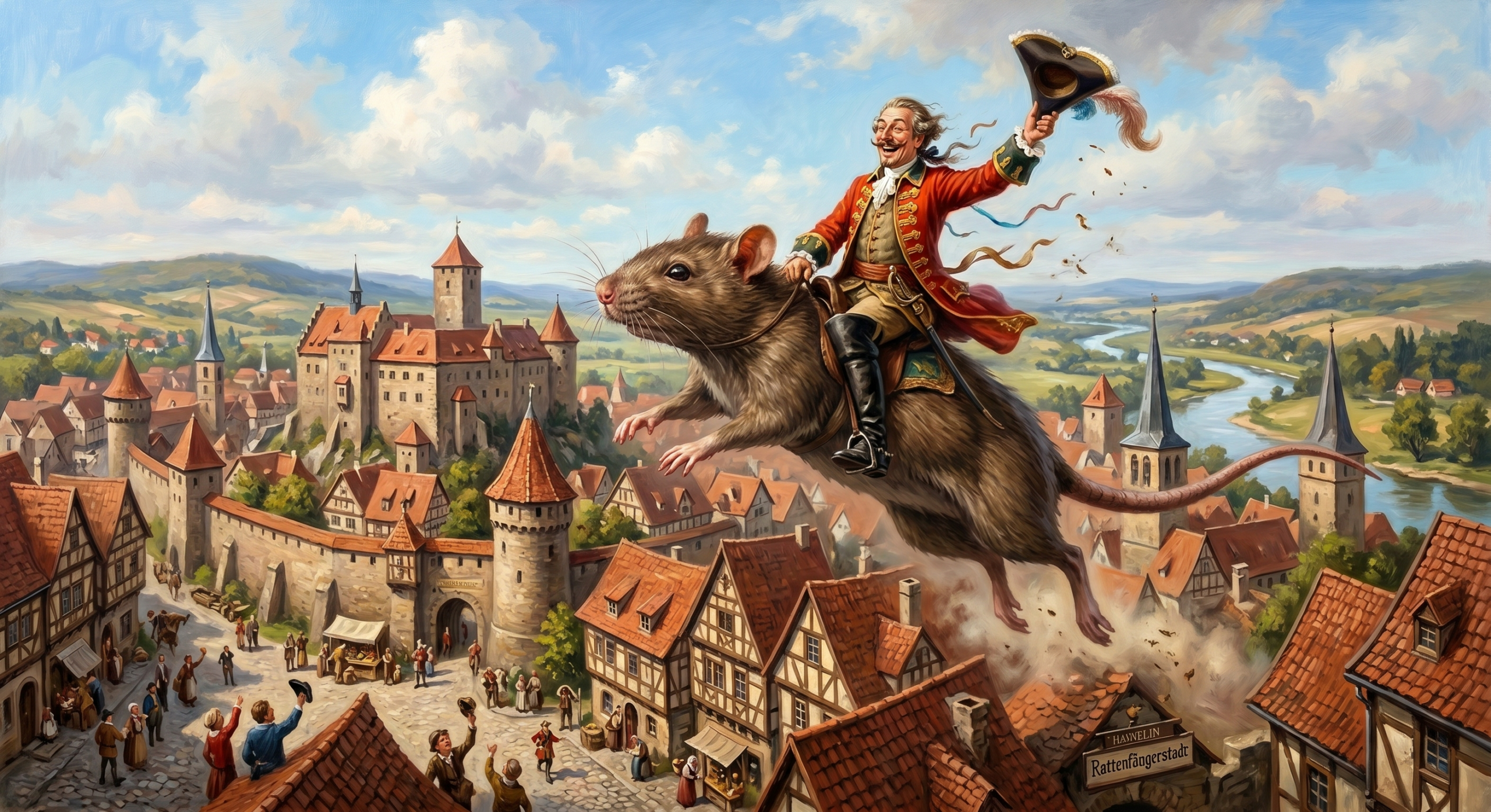 Münchhausen auf Ratze über Hameln